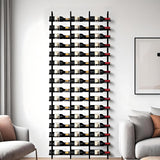 amhricho Wall Mounted Wine Rack, H 94.5INCH, 16 Rows, Black 48 Bottle, Metal Wine Bottle Holder for Home Bar, Wine Kitchen Storage (Black, 3 Columns) amhricho