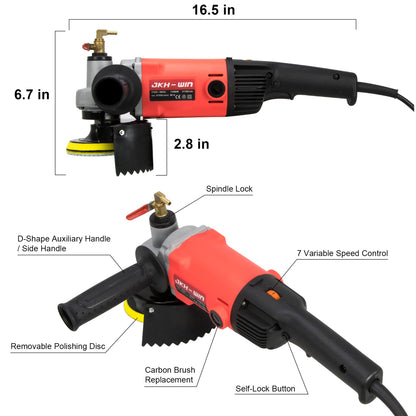 Wet Polisher,1400W/110V Variable Speed 4'' Grinder Machine, Granite Diamond Polisher With Pads Concrete Polisher Stone Polisher Kit for Tile,Marble,Granite,Concrete,Stones - WoodArtSupply