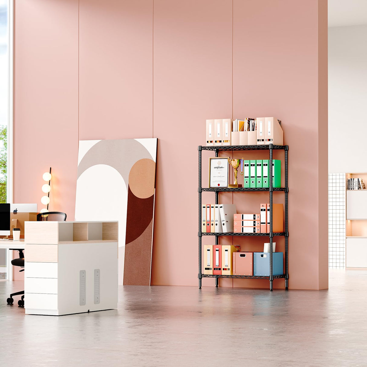 IZEUK 4-Tier Black Metal Storage Shelves, Heavy Duty Adjustable Wire Shelving Rack for Garage, Kitchen, Bathroom, Closet Organizer, 1000 lbs Capacity, 15.7" D x 33.5" W x 59.5" H IZEUK