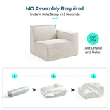 LINSY HOME Modular Sectional Sofa, 134" Boneless Couch L Shaped 4-Seat Sofa with Movable Ottoman, Corduroy Sectional Cloud Couches for Living Room, No Assembly Required, Beige LINSY HOME