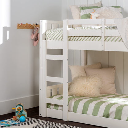 Dante Solid Wood Stackable Twin Bunk Bed in White by Walker Edison - WoodArtSupply