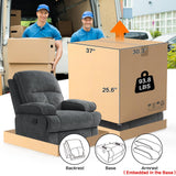 KeyEnergy Manual Rocker Recliner Chair for Adults, High Back Glider with Deep Seat, Upholstered Fabric Armchair for Living Room & Nursery, Dark Grey KeyEnergy