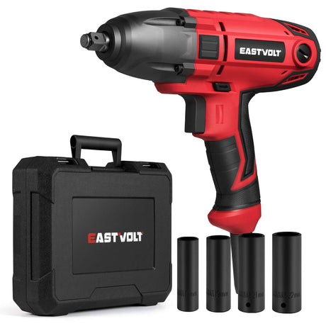 Eastvolt 800W Electric Impact Wrench, Heavy Duty 7.5 Amp Corded Max Torque 450 Ft-lbs 3400 RPM, 1/2 Inch with Hog Ring Anvil Eastvolt