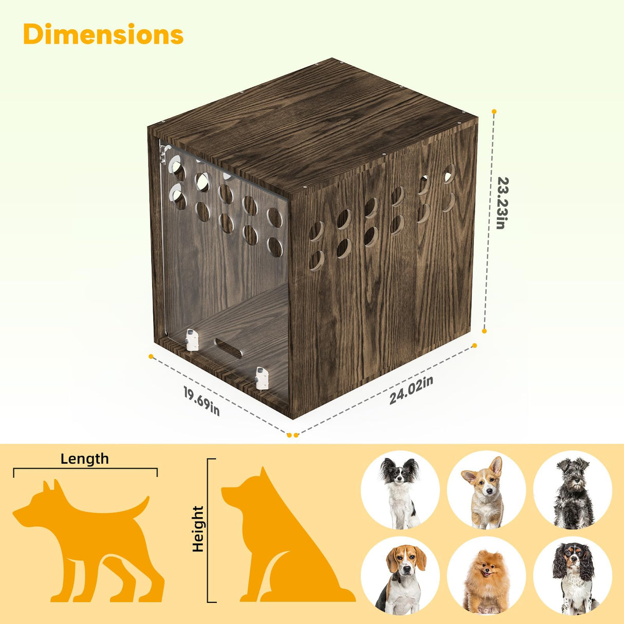 Dog Crate Furniture, SAUCE ZHAN Dog Kennel with Cushion for Small/Medium Dogs, End Side Table Wooden Crate for Pets Indoor, Brown SAUCE ZHAN