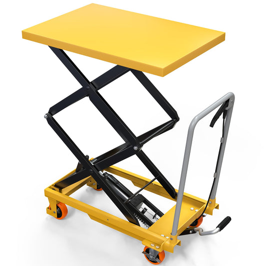 YITAHOME Hydraulic Lift Table Cart 550 LBS, Adjustable 11.4" to 42.5" in Height Double Scissor Lift Table with Locking Wheels for Material Handling and Transportation