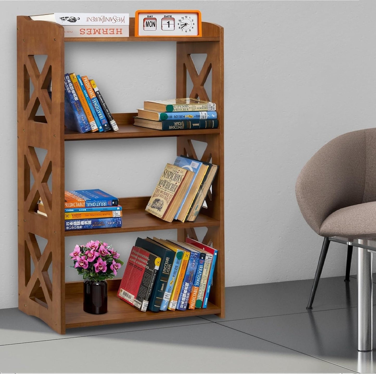 YCICI 4-Tier Modern Wooden Bookshelf - Stylish Freestanding Storage for Small Spaces - WoodArtSupply