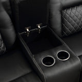 CANMOV Home Theater Seating Seats, Theater Recliner Chair Power Recliner Sofa with Console, Cup Holders, Hidden Arm Storage, USB Ports,Black CANMOV