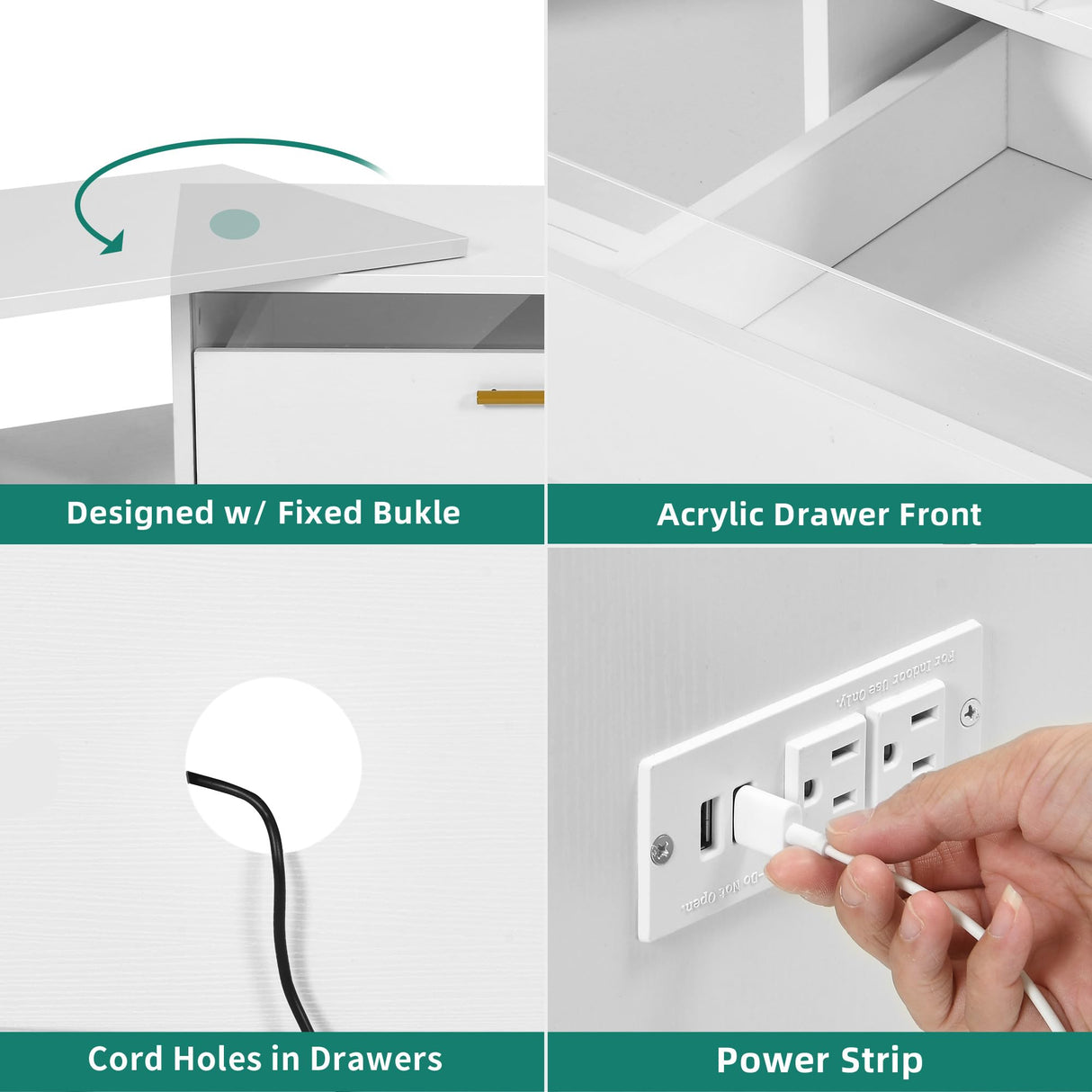 YITAHOME TV Stands for Living Room, Deformable TV Stand for 75 inch TV, Modern TV Stand w/Power Outlets, LED Entertainment Center with Storage, TV Console Cabinet, White YITAHOME