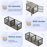 Lyromix 86.62''Dog Crate Furniture Large Breed TV Stand with Double Rooms,Wooden Dog Kennel Dog Crate End Table with Removable Divider for Large Medium Dogs, Can Use Separately Lyromix