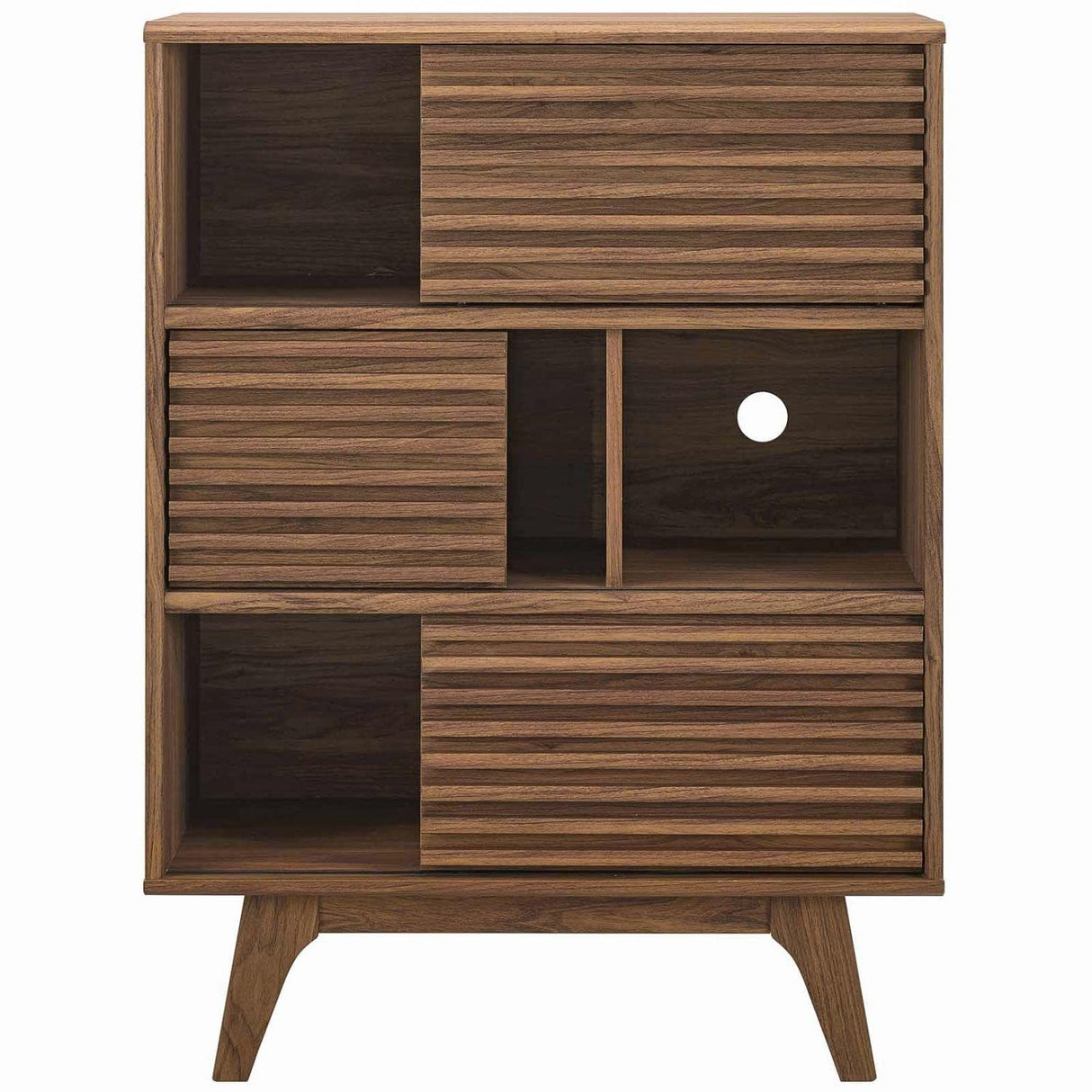 Modway Render Three-Tier Display Storage Cabinet Stand, Walnut Modway