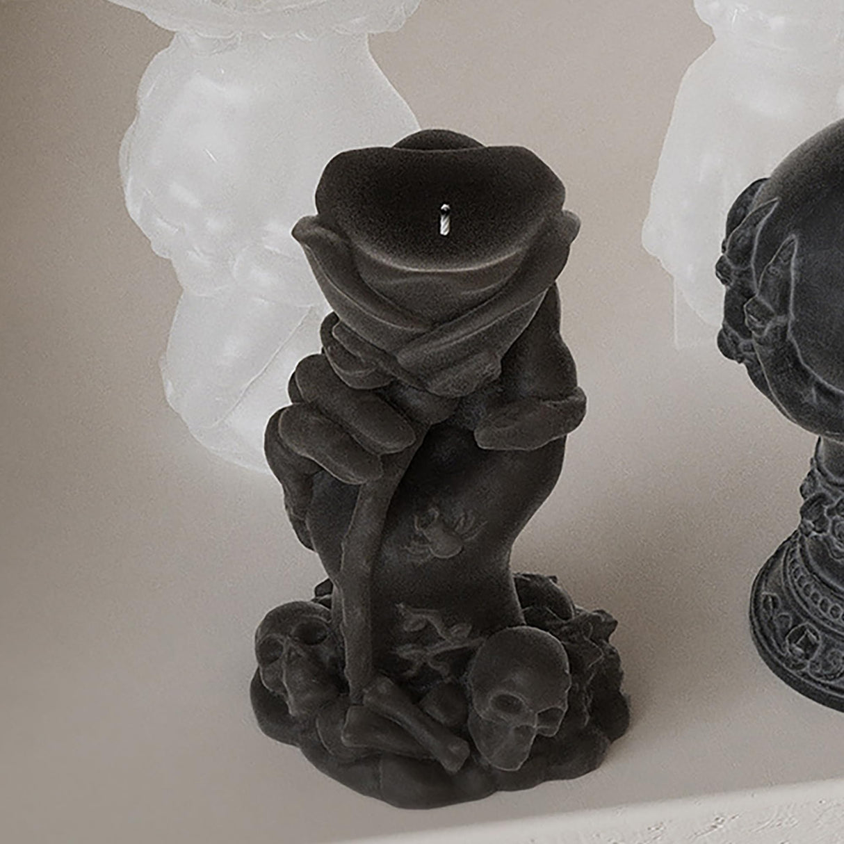 4 Inch Skull Rose Candle Resin Mold - Resin Casting Silicone Molds for Home Decor & Candle Making Wave Spiral Mold ESEDAGE