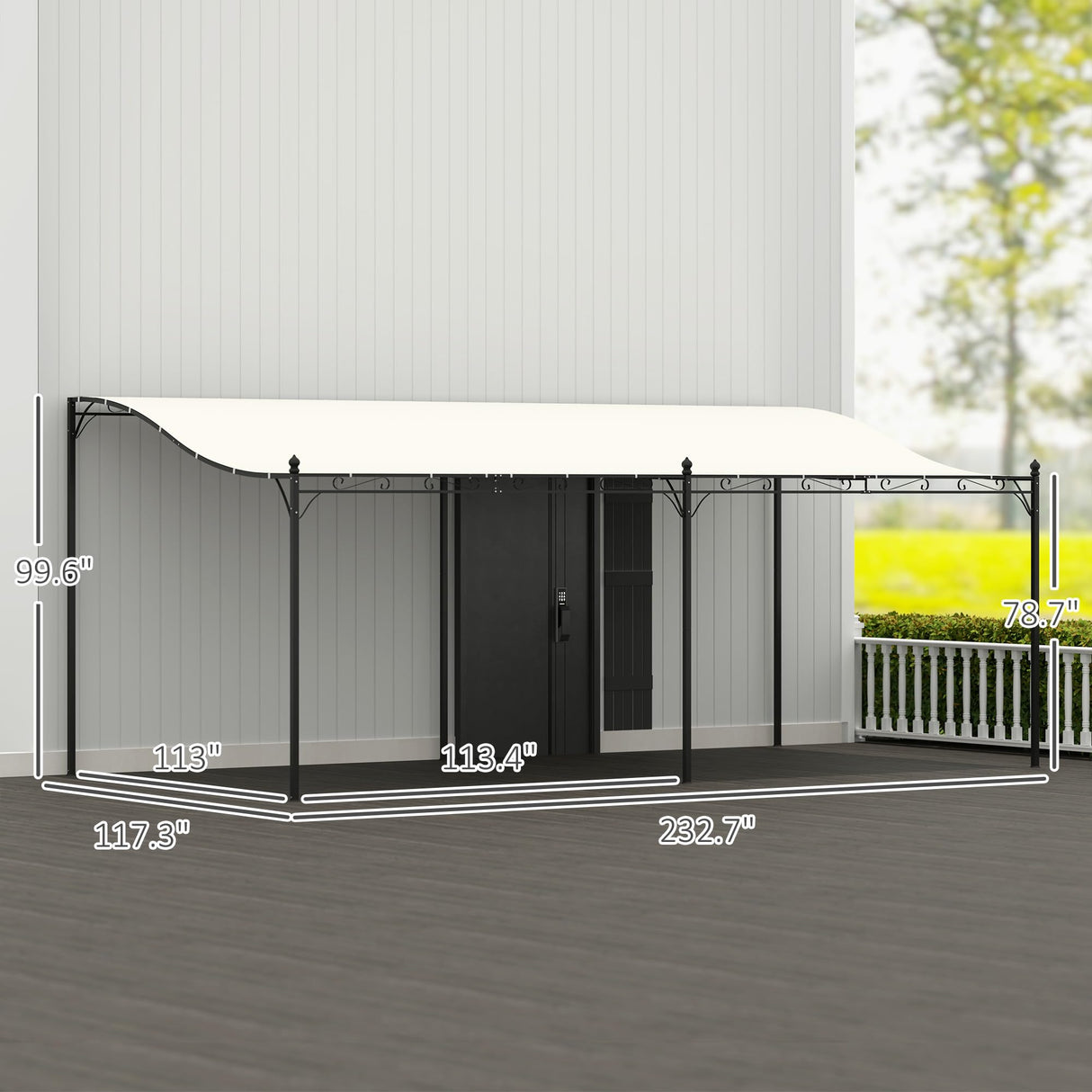 Outsunny 10' x 20' Outdoor Pergola Canopy, Wall-Mounted Metal Patio Canopy with Weather-Resistant Fabric and Drainage Holes for Backyard Garden Porch Beach, Cream White Outsunny