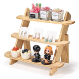 Wooden Display Riser,3 Tier Earring & Ring Holder Stands,Farmhouse Cupcake Stands ,Table Display Stand For Vendors,Organizer Showcase for Tabletop Shows and Home Using ,Wood Rustic Risers (Natural) WHEARTED