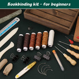 WONVOC Book Binding Kit, Book Making Kit, Bone Folder Tool for Paper Crafting, Awl Tool Bookbinding,Waxed Thread, Bookbinding Needles for DIY Bookbinding Crafts WONVOC