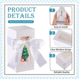 Fulmoon 12 Sets Sublimation Glass Gift Boxes Christmas Thank You Glass Cup Boxes with Ribbon Gift Wrap Boxes for Thanksgiving Christmas Shipping Blanks Sublimation Gift Wrapping (White) Fulmoon