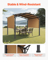 VEVOR 12 x 10 ft Outdoor Pergola, Arched Top Metal Pergola, Retractable Pergola with Sun Shade Canopy, Large Patio Shelter Pavilion, Heavy Duty Garden Pergola for Deck Backyard Porch Poolside VEVOR