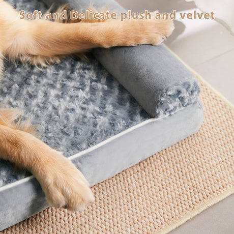 BFPETHOME Dog Beds for Large Dogs, Orthopedic Dog Bed for Medium Large Dogs, Egg- Foam Dog Crate Bed (L(36 * 27 * 6.5) Inch, Grey) BFPETHOME