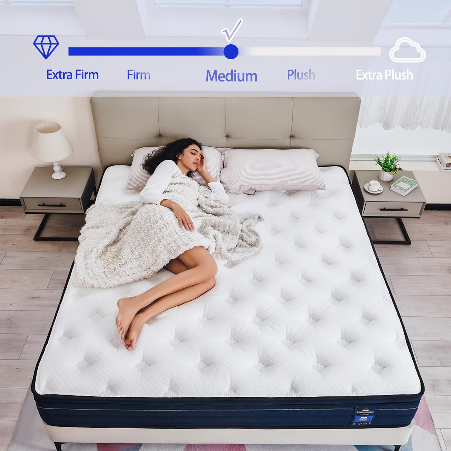 DINBooonLUX Queen Mattress,12 Inch Memory Foam Hybrid Mattress in a Box, Motion Isolation Individually Pocke Coils Mattress,Pressure Relief,Back Pain Relief,Breathable,Medium Firm Non-Fiberglass