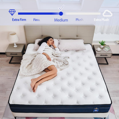 King Mattress,14 Inch Gel Memory Foam Hybrid Mattress in a Box,Motion Isolation Individually Wrapped Pocket Coils,Pressure Relief,Back Pain Relief,Breathable,Non-Fiberglass King Size Mattress