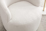 INMOZATA Swivel Barrel Chair, Teddy Fabric Swivel Accent Armchair Barrel Chair with Metal Base, Upholstered Comfy 360°Round Single Reading Chair for Living Room Bedroom,Ivory INMOZATA