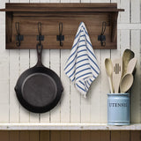 HBCY Creations Rustic Brown Solid Wood Wall Mounted Coat Rack with Shelf, 5 Hooks, 24" Long - Kitchen, Mudroom, Entryway, Bathroom - Includes Mounting Hardware, Coat Hanger, Dog Leash Hooks HBCY Creations