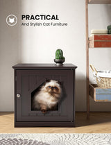 HAPPAWS Cat Litter Box Enclosure Furniture, Modern Hidden Cat Litter Box Enclosure, Sturdy Wooden Night Stand & Cat House Side Table, Easy Assembly, Fit Most of Litter Box, Coffee HAPPAWS