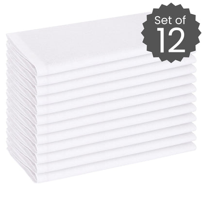 Cotton Clinic Cloth Dinner Napkins – Perfect Everyday Use Table Napkins – Soft Durable Washable – Ideal for Party Wedding Christmas Easter – Set of 12-17x17 inches White Napkins