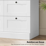 HOSTACK 6 Drawer Dresser, White Dresser for Bedroom, Wood Chest of Drawers, Wide Double Dresser, Modern Farmhouse Drawer Chest for Living Room, Hallway, Entryway, White/Rustic Brown HOSTACK