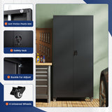 Yizosh Metal Garage Storage Cabinet with Locking Doors and Adjustable Shelves,- 75" Rolling Steel Tool Cabinet for Home Office,Garage,Warehouse Yizosh