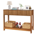 Long Console Table with Storage, Fluted Entryway Table, Slim Sofa Table Behind Couch Entry Table, Narrow Wood Hallway Table, Modern Living Room Couch Table, Black Foyer Entrance Table ZYBT