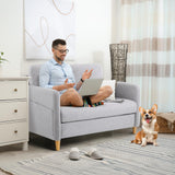 VINGLI 47" Small Couch, Linen Loveseat Sofa Light Grey Mini Couch Mid Century Modern Decor Love Seat for Small Spaces Living Room, Bedroom, Play Room VINGLI
