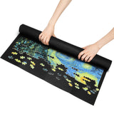 FOCUSSEXY Jigsaw Puzzle Roll Mat, No Folded Creases Jigsaw Storage Black Felt Mat Jigroll Up to 1,500 Pieces FOCUSSEXY