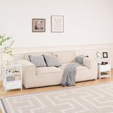 Yoobure White Night Stand with Charging Station, LED Nightstand for Bedroom, Bedside Tables with Adjustable Fabric Drawer, 3-Tier End Table Living Room, Small Side Table with Storage Yoobure