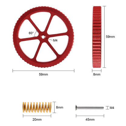 AITIAO Ender 3 Springs Upgrade Kit 4pcs Red Aluminum Hand Twist Leveling Nut+ 5pcs Heatbed Silicone Leveling Column Mounts+4pcs 20mm Springs and Screws for Ender 3/3 Pro/3v2 3D Printer - WoodArtSupply