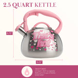 Paris Hilton Whistling Stovetop Tea Kettle, Stainless Steel with Color Changing "That's Hot" Heat Indicator Design, Soft Touch Handle, 2.5-Quart, Pink Paris Hilton