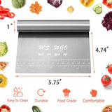 Pro Dough Pastry Scraper/Cutter/Chopper Stainless Steel Mirror Polished with Measuring Scale Multipurpose- Cake, Pizza Cutter - Pastry Bread Separator Scale Knife (1) MS WGO