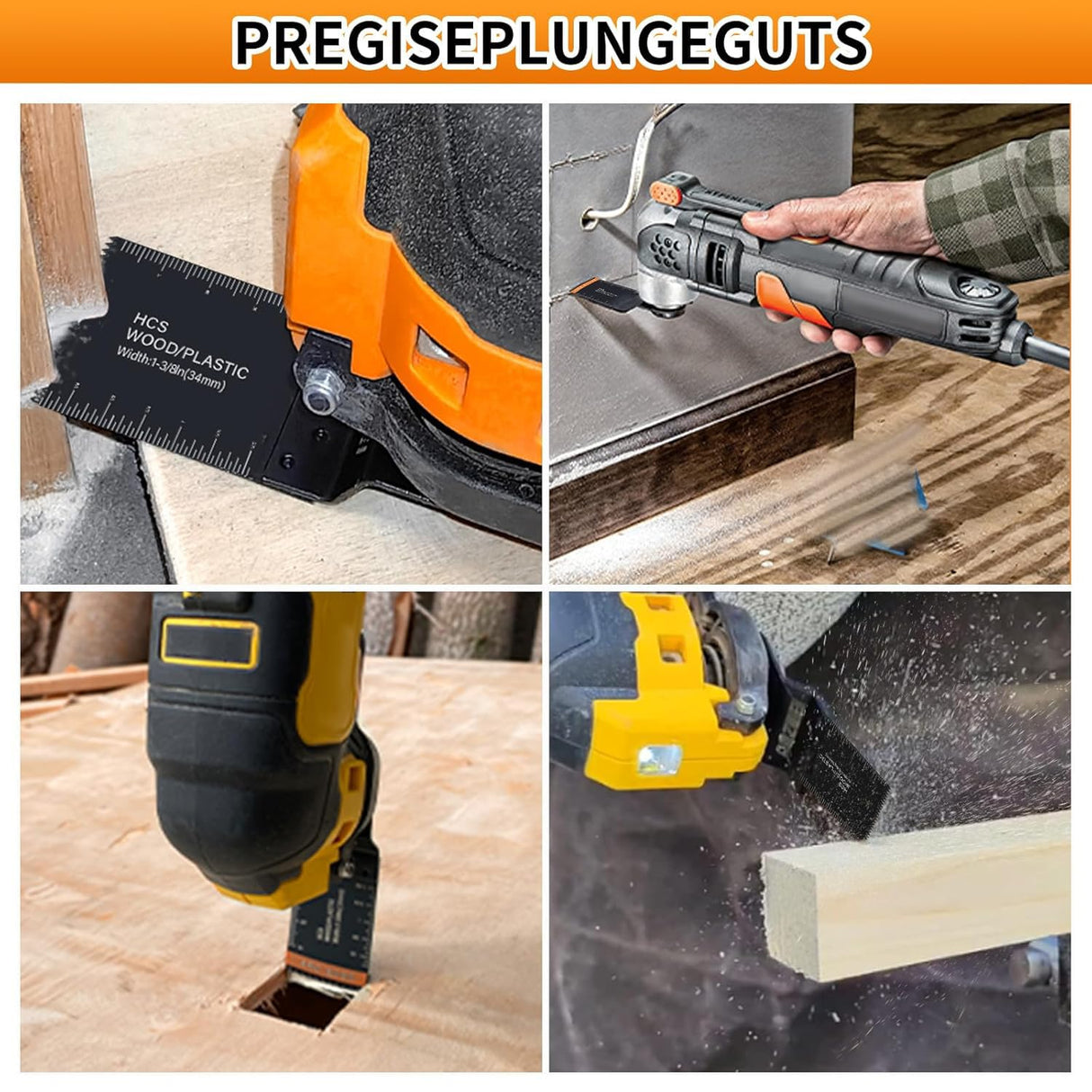 AMZWEI 50PCS Multi Tool Blade Kits, Professional Titanium Oscillating Tool Blades for Metal, Wood, Plastic, Curved Edge Oscillating Saw Blades Compatible with Dewalt Milwaukee Ryobi Rockwell Fein AMZWEI