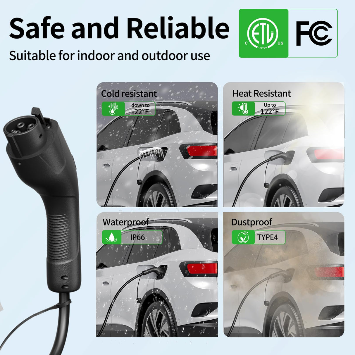 Level 1 EV Charger with APP, 16A 110V-240V NEMA 6-20 & NEMA 5-15 Plug Level 1/2 EV Charger, 25FT Cable J1772 Charger, Portable EV Charger, Electric Vehicle Charging Equipment, ETL FCC Certified Romaa