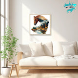 KEYIFA Horse Diamond Art Kits, 5D DIY Diamond Painting for Adults, Round Full Drill, Abstract Landscape Diamonds Dots Mosaic Painting, Crystal Gem Arts Craft for Home Wall Decor 12x12 in KEYIFA