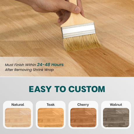 Bme Hevea Solid Wood Butcher Block Table Top, Desk top, Unfinished Butcher Block Countertop for DIY Desktop/Kitchen Countertop, 4ft L x 30"W, 1.5in Thick Bme