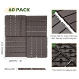 Dyna-Living 60 sq. ft Plastic Interlocking Deck Tiles, 60 Pack, 12"x12" Indoor Outdoor Waterproof Patio Floor Decking Tiles for Balcony, Backyard, Garden & Poolside, All Weather Use, Dark Brown Dyna-Living
