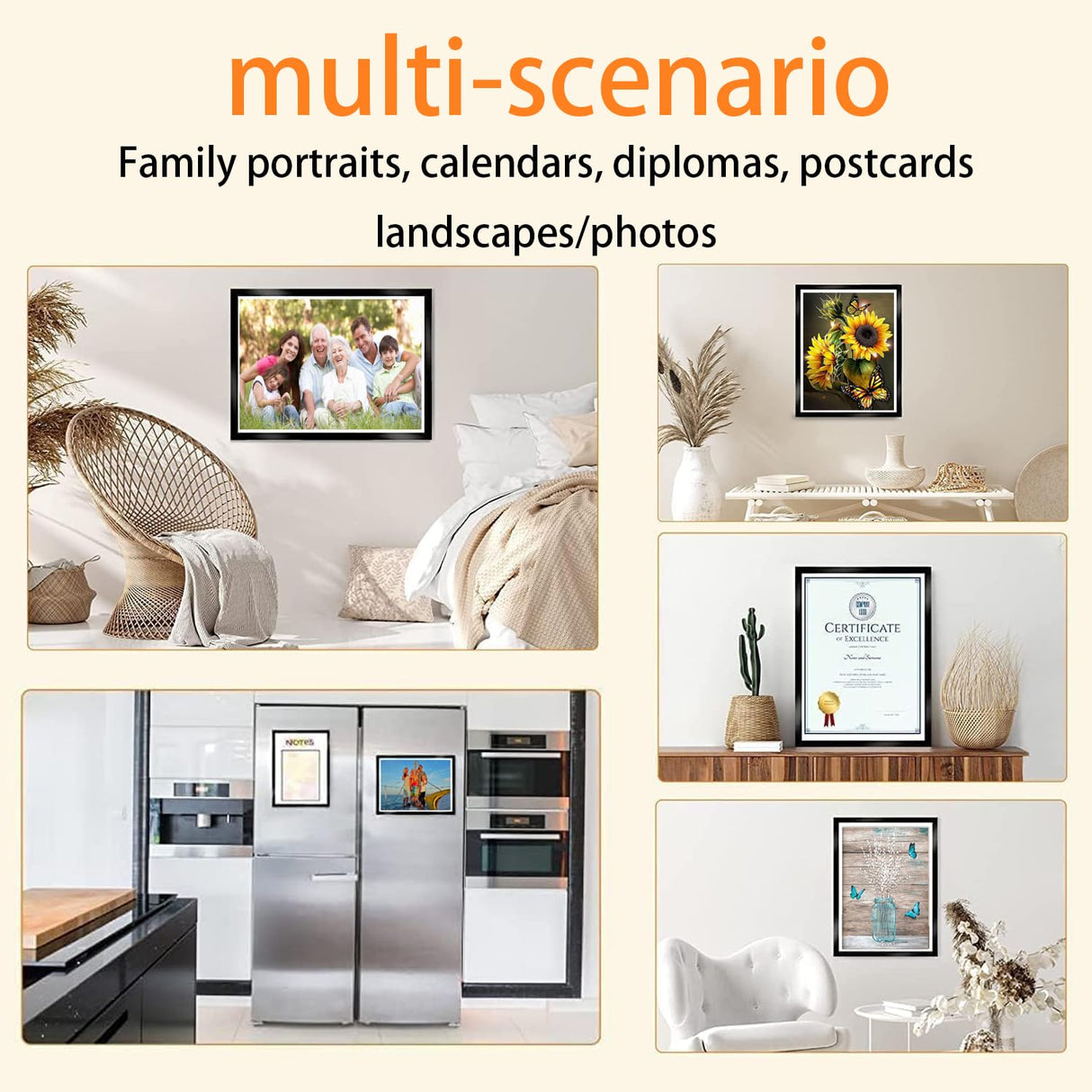 Diamond Art Frame 12x16 Inch - Diamond Painting Frames 30x40 cm Painting Suitable for 10x14in(25*35cm) Picture, Magnetic Diamond Frame, Suitabble Frames Painting for Wall Window Door - 6 Pack (Black) Majreey