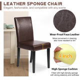 FDW Dining Chairs Set of 4, Dining Room Chairs Kitchen Chairs,Side PU Cushion Chairs with Waterproof Surface and Wood Legs,for Kitchen Restaurant and Living Room,Leather Brown FDW