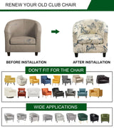 CRFATOP 2 Piece Club Chair Slipcover Printed Tub Chair Slipcover Armchair Soft Printed Round Barrel Chair Covers with Elastic Bottom for Bar Counter Living Room, Butterfly CRFATOP