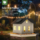 MrCrafts Solar Bird Feeder - Hanging Metal Bird House Feeder with Solar Lights, Outdoor Solar Lantern, Garden Decor for Outside, Unique Gifts for Mom, Grandma, Christmas Mrcrafts