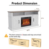 Luban Nese Fireplace TV Stand for TVs Up to 65" with 23" Electric Fireplace, Entertainment Center with Storage Cabinet and Open Shelves, Media Console with Barn Doors for Living Room (White) Luban Nese