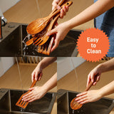 Yhendelion 5 Piece Wooden Spoons for Cooking - Natural Finish Wooden Cooking Utensils - Soft Grip Wood Spoons - Non-Stick Wooden Spoons Yhendelion