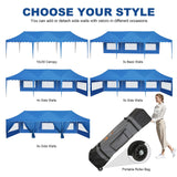 HOTEEL Party Tent 10x30 Pop Up Canopy Tent with 8 Sidewalls, Wheeled Bag, 4 Weight Bags, Easy Setup Outdoor Tent for Backyard Party with Extra Height, Waterproof UPF50+ Event Tent for Patio, Blue Hoteel