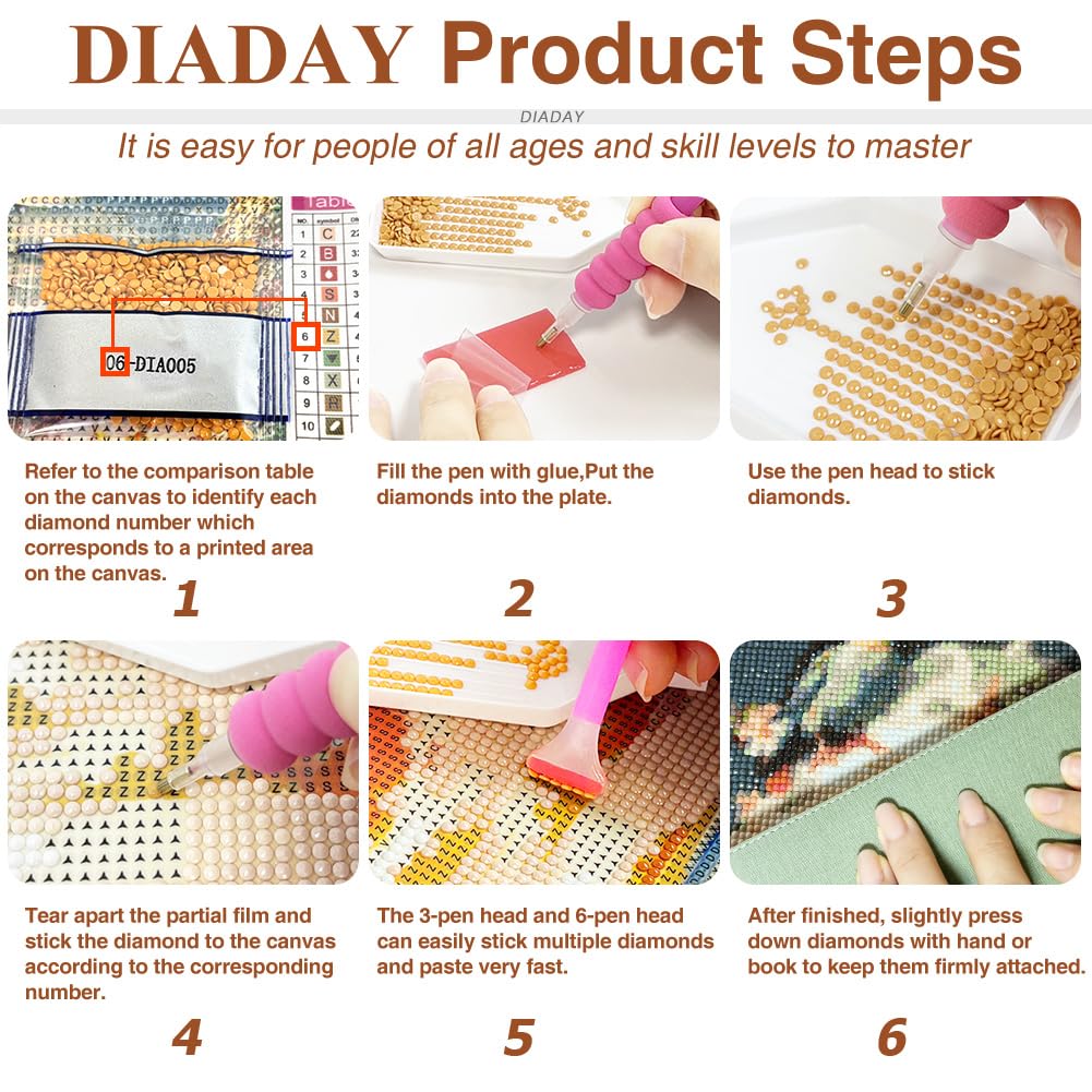 DIADAY Diamond Painting Kit, Fall Leaves Diamond Art Kits for Adults, 5D Full Drill Fall Landscape Diamond Painting, DIY Round Gem Craft Arts Home Wall Decor Gift 12 x 12 Inches DIADAY