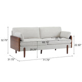 Merax 71.75" Mid-Century Modern Sofa with Plush Cushions, Wood Sides & Rounded Legs Compact & Stylish Couch for Living Room, Apartment Office, Beige Merax
